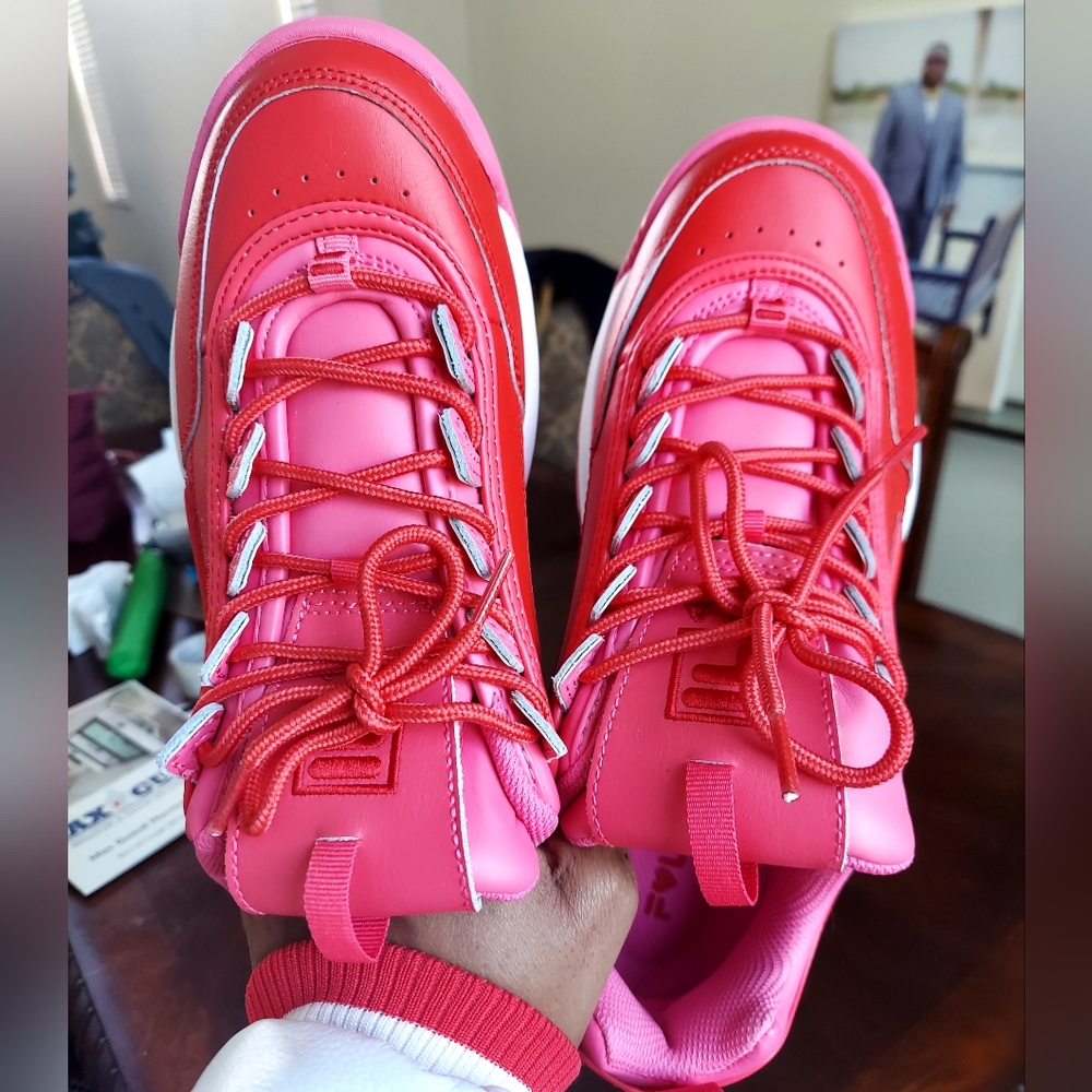 Pink and White FILA Athletic Shoes